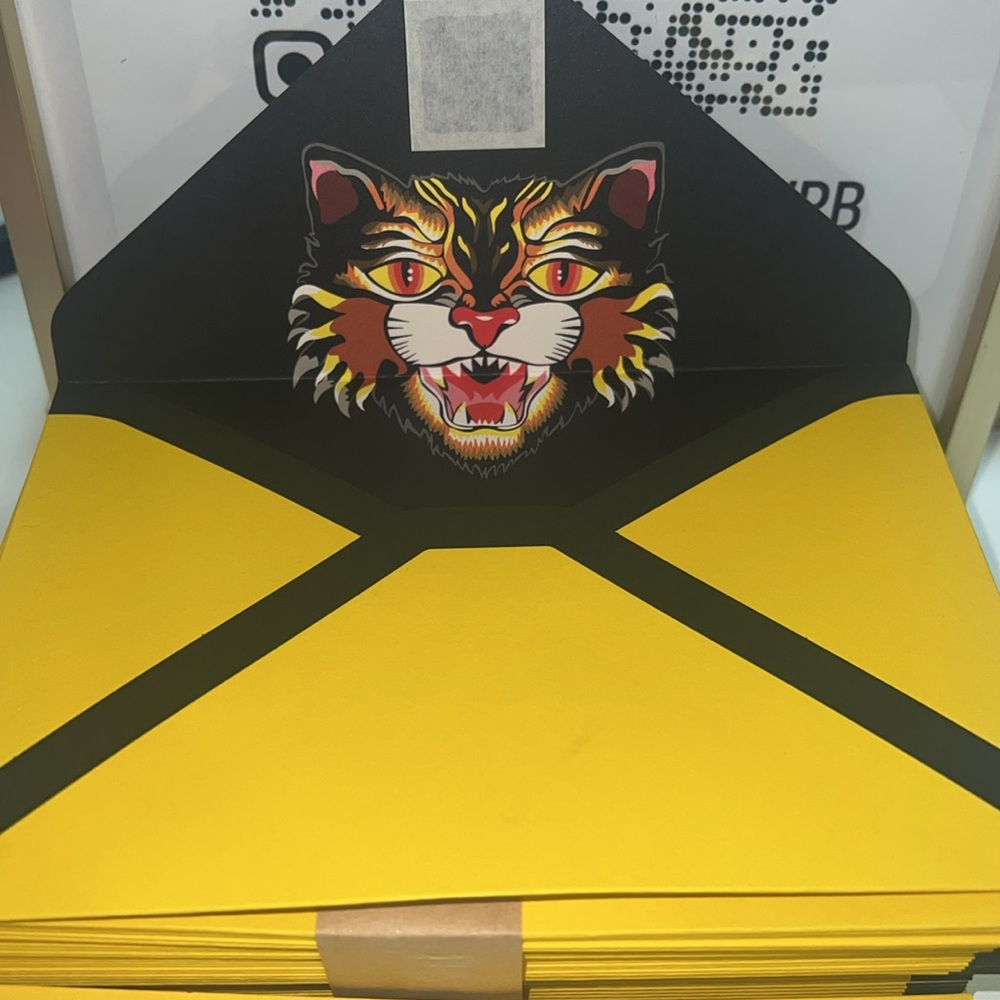 Collector’s Item 50 Gucci Yellow and Black Envelopes with card Tiger collection